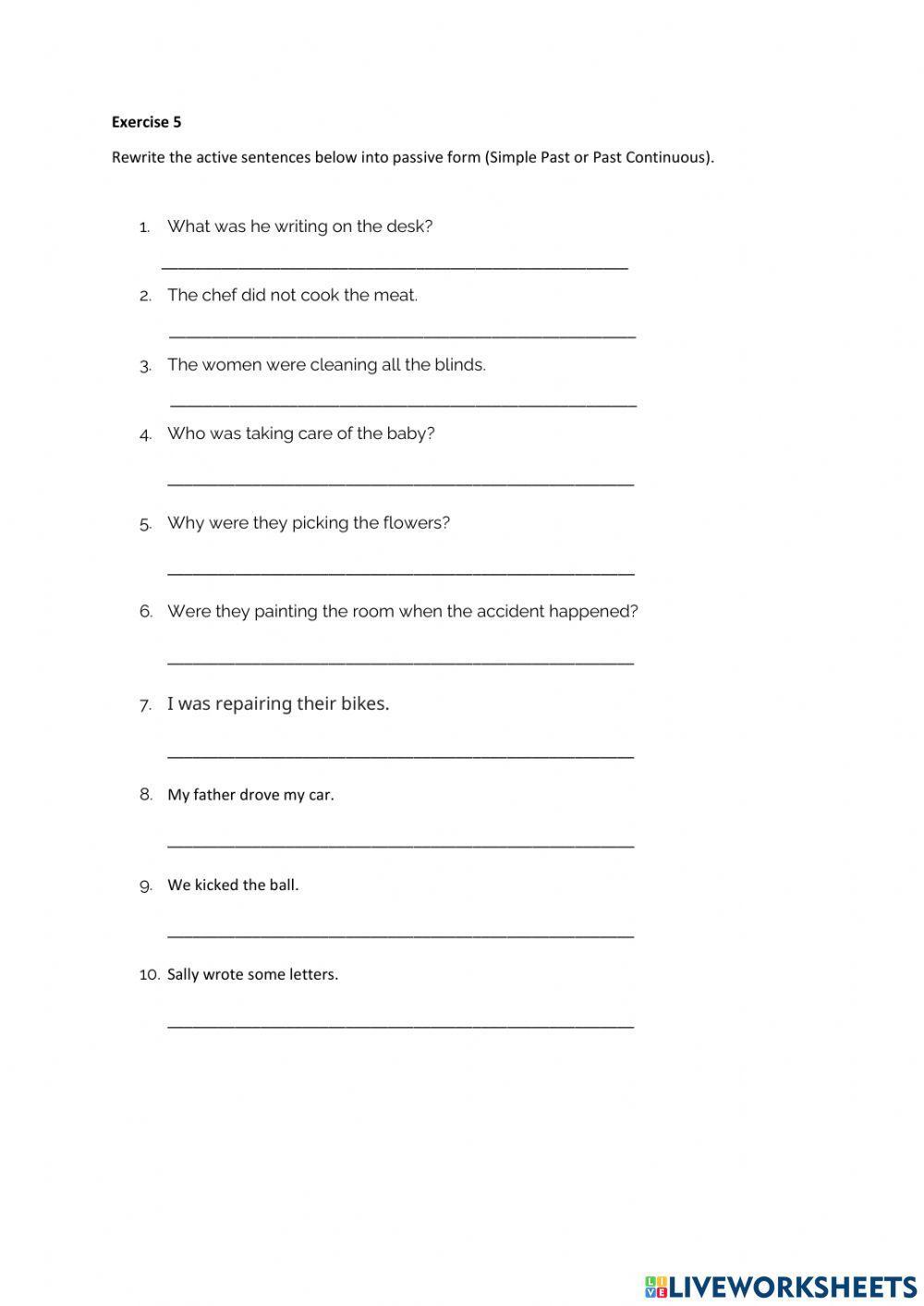 Exercise 4  and 5 (Simple Past VS Past Continuous)(2)
