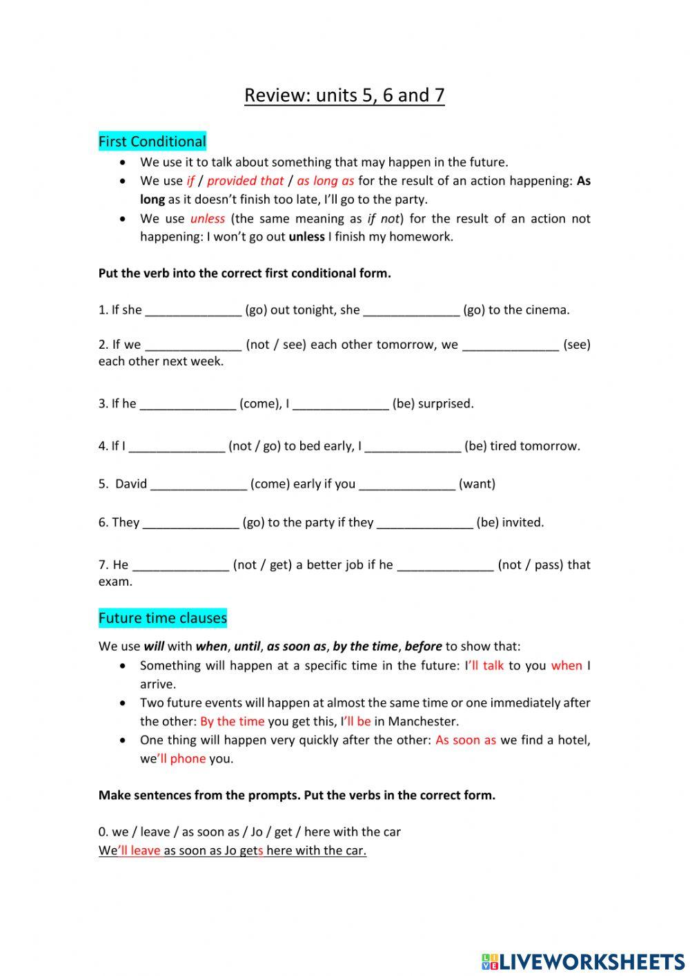 Review: unit 5, 6 and 7