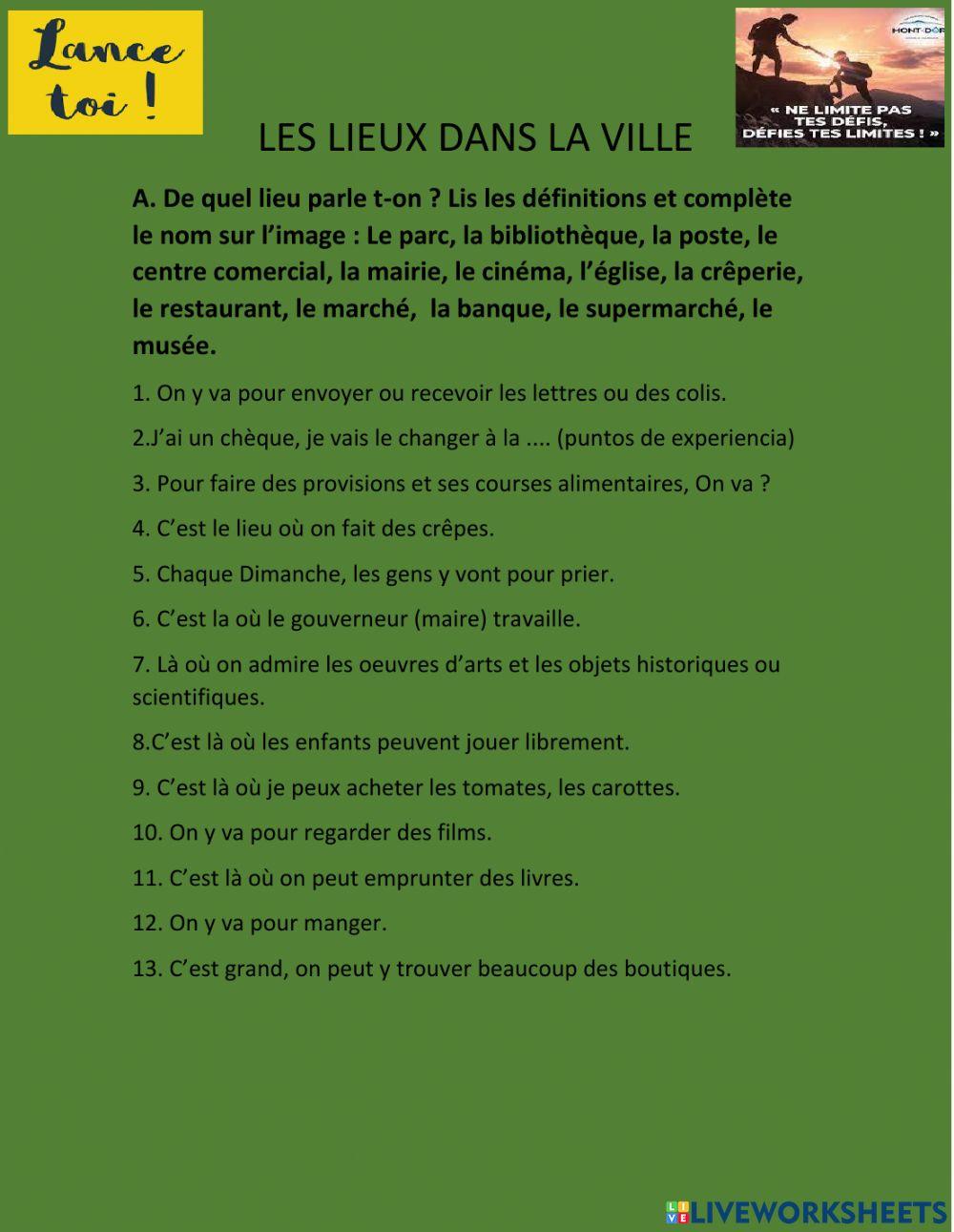 Les lieux dans la ville