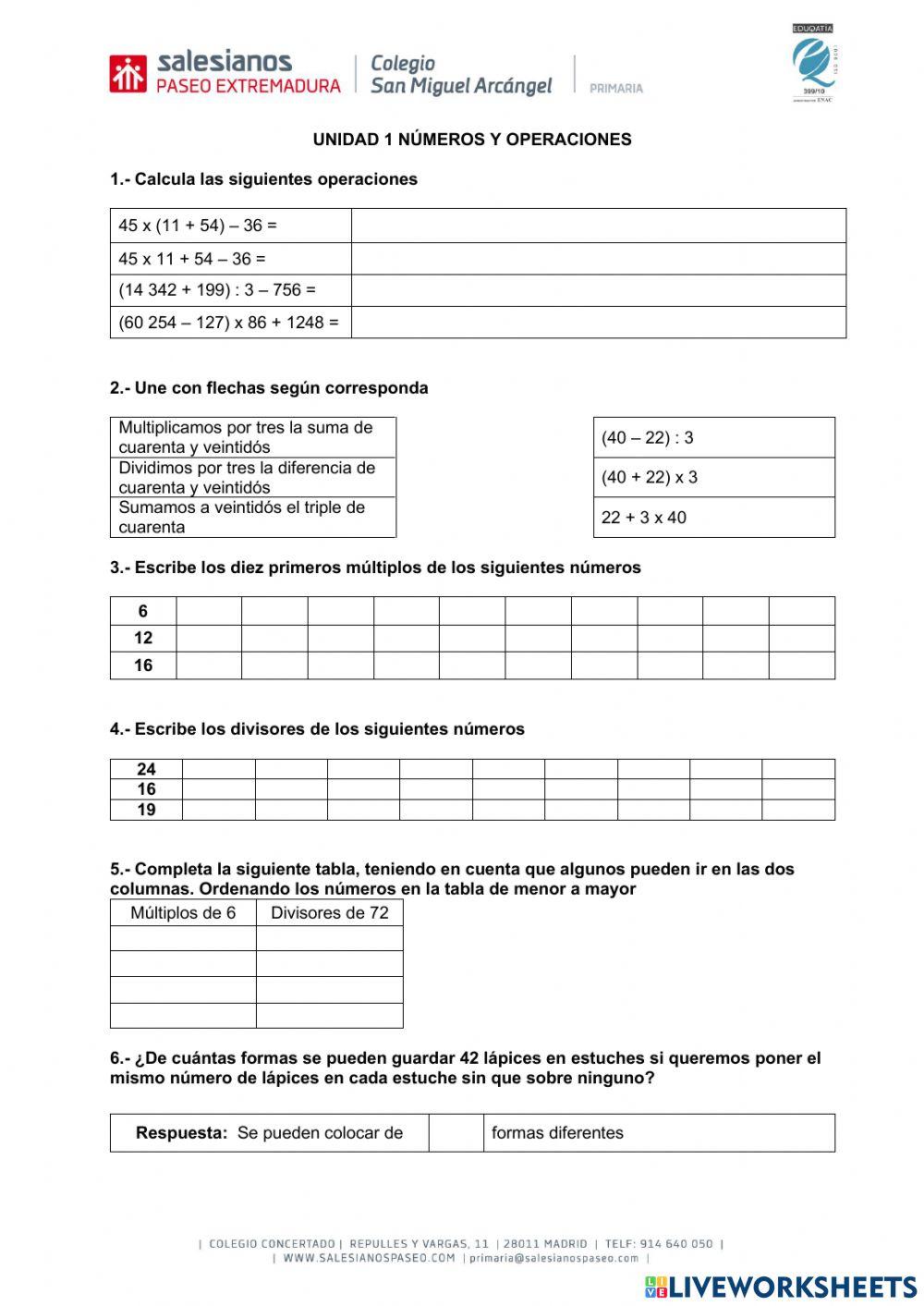 Números y operaciones 2