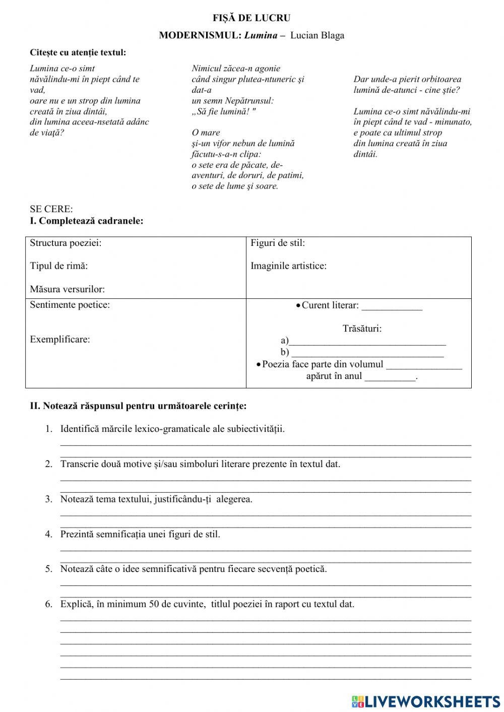 Lumina, Lucian Blaga
