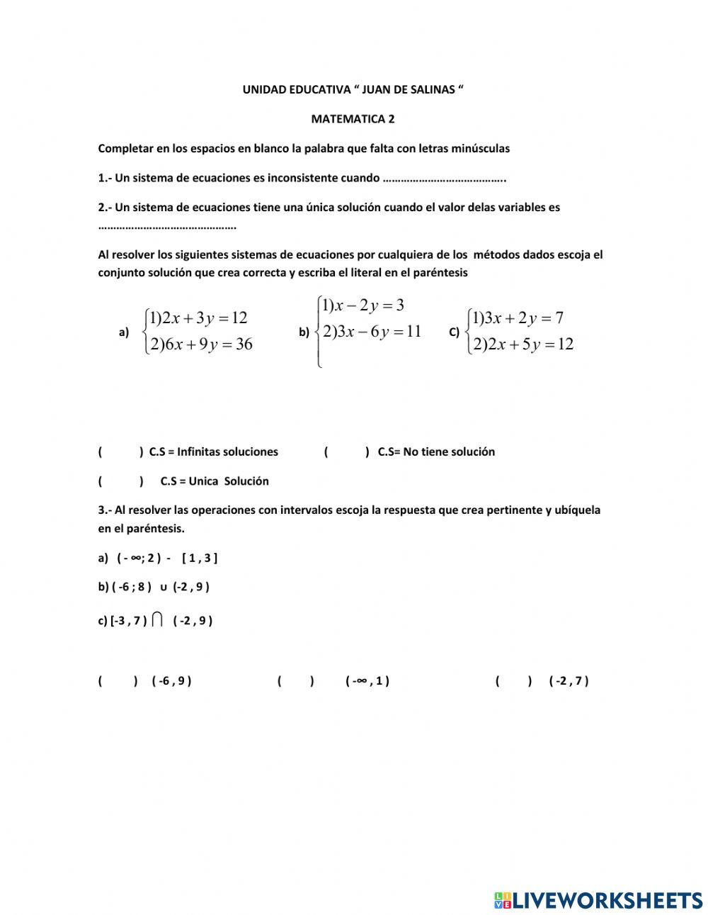 Sistemas de ecuaciones