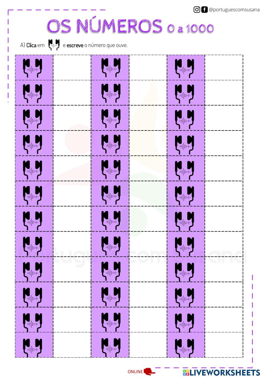 Números de 0 a 1000