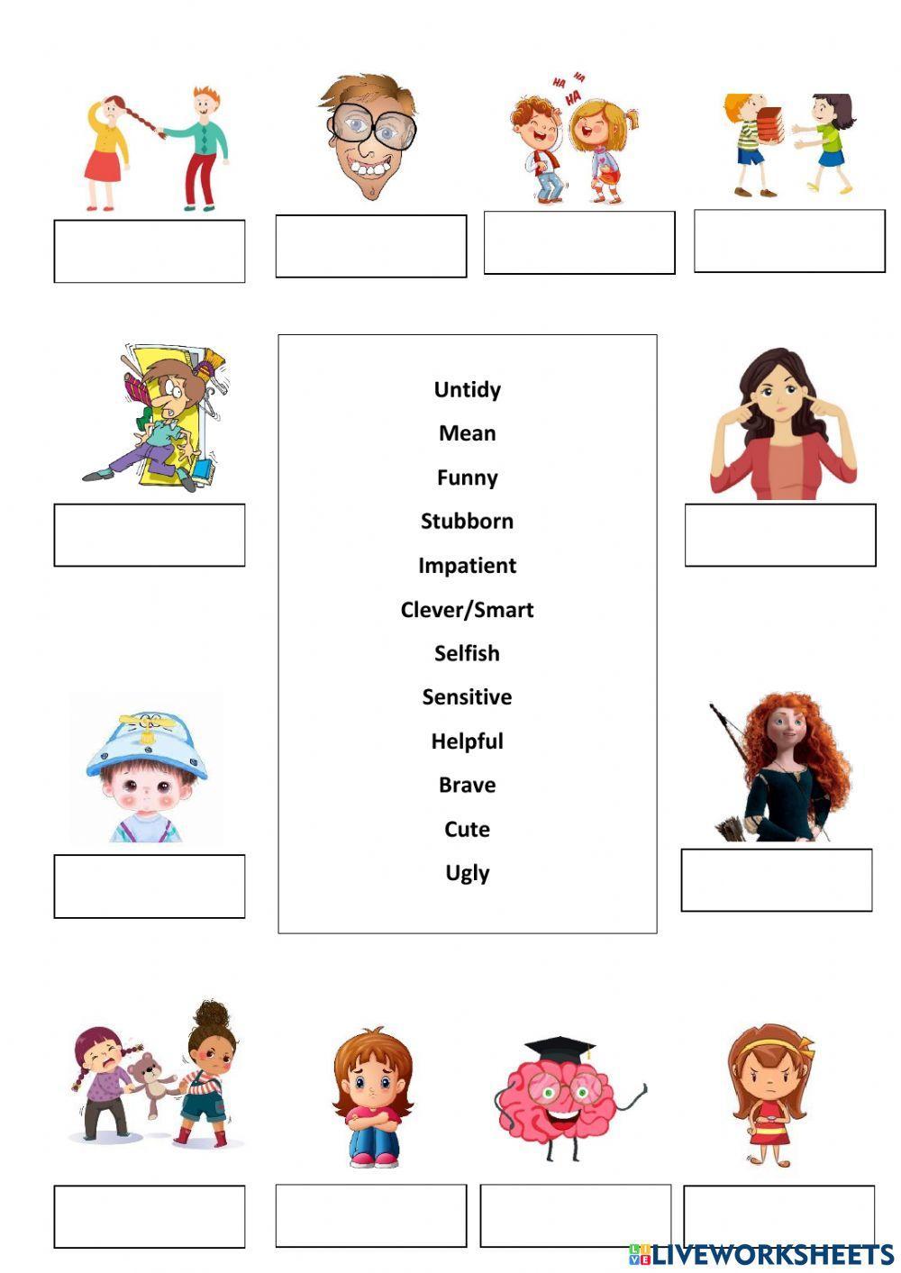 Personality adjectives (vocabulary II) worksheet
