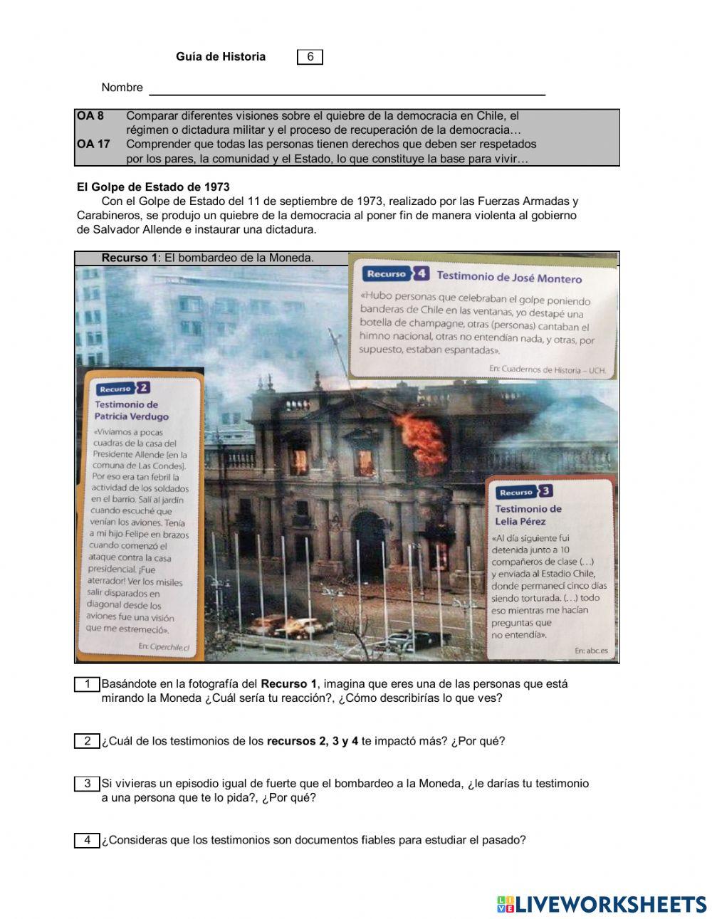 Bombardeo worksheet | Live Worksheets