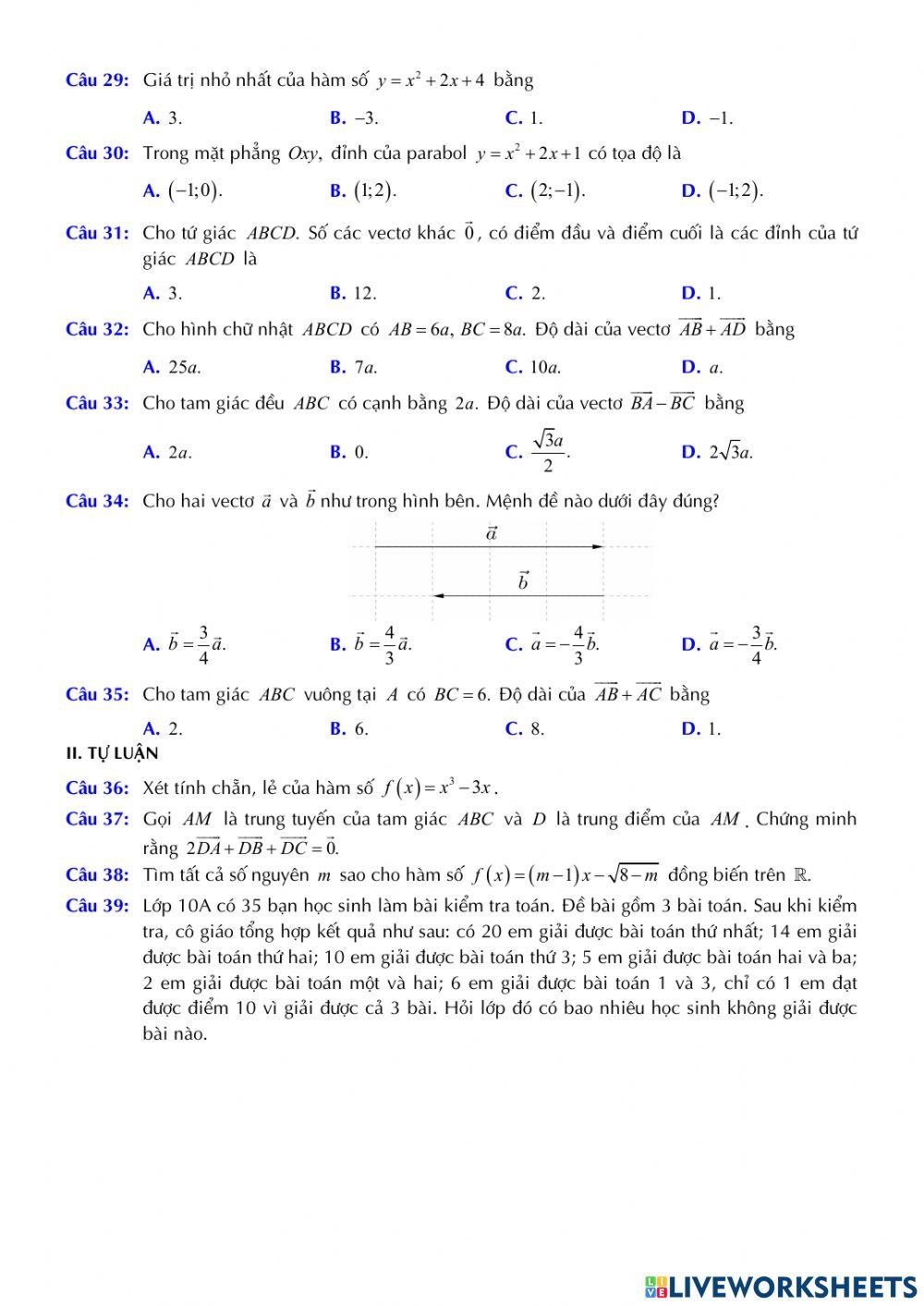 Toán 10 - Kiểm tra giữa kì 1