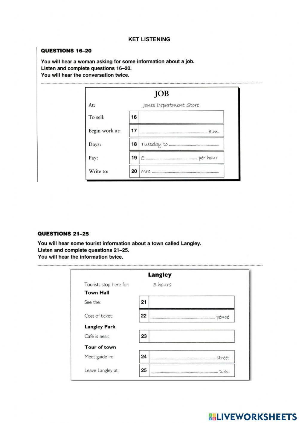 KET LISTENING part 4-5