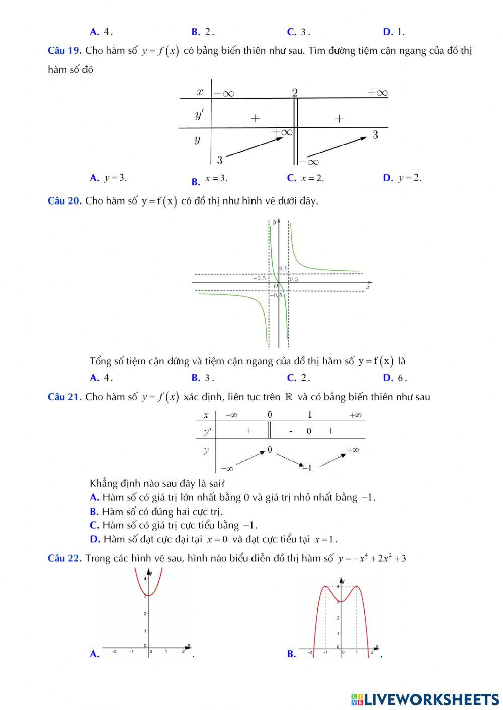 Toán 12 - Kiểm tra giữa kì 1
