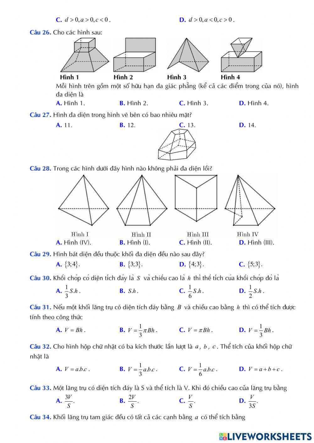 Toán 12 - Kiểm tra giữa kì 1