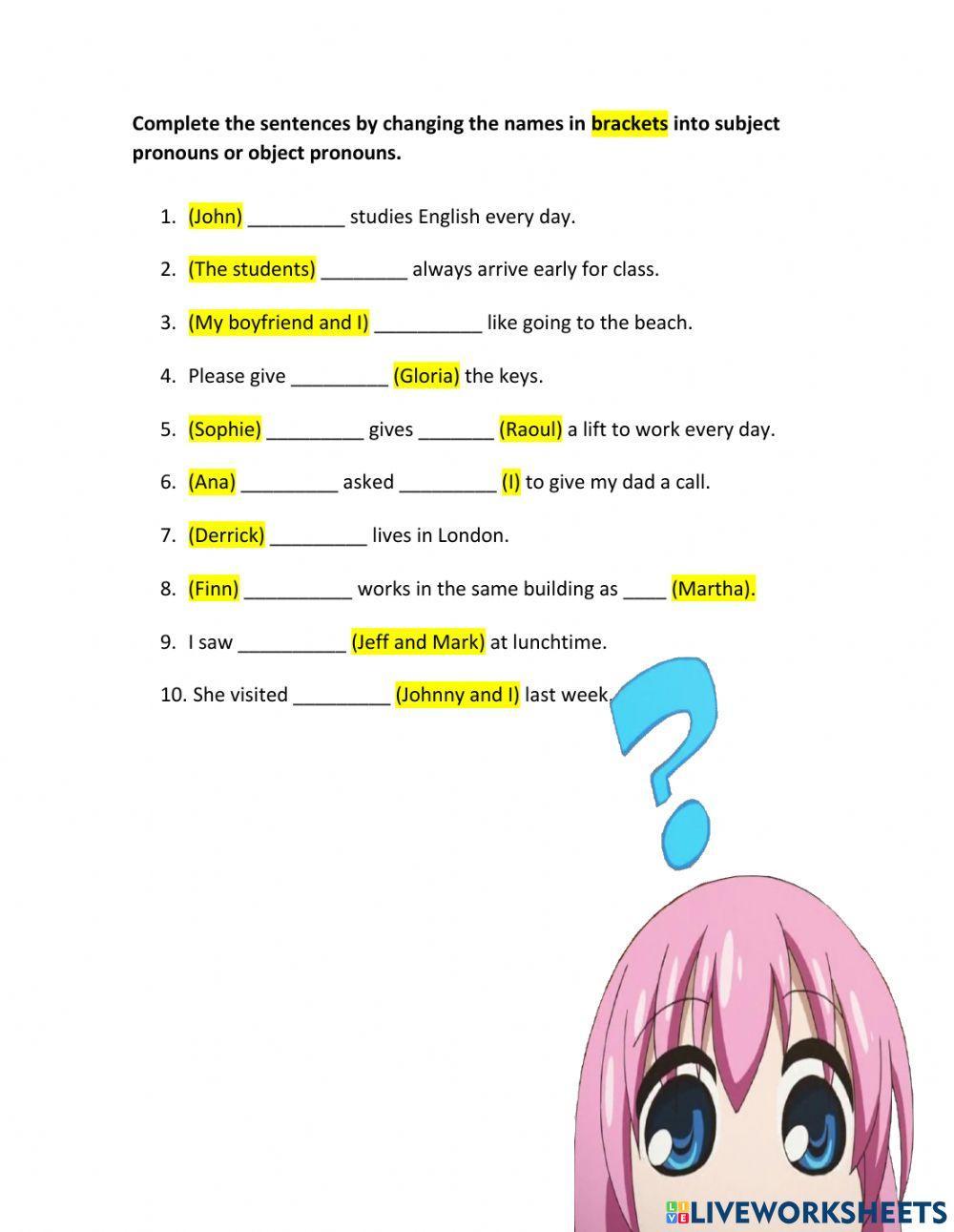 Object and Subject pronouns