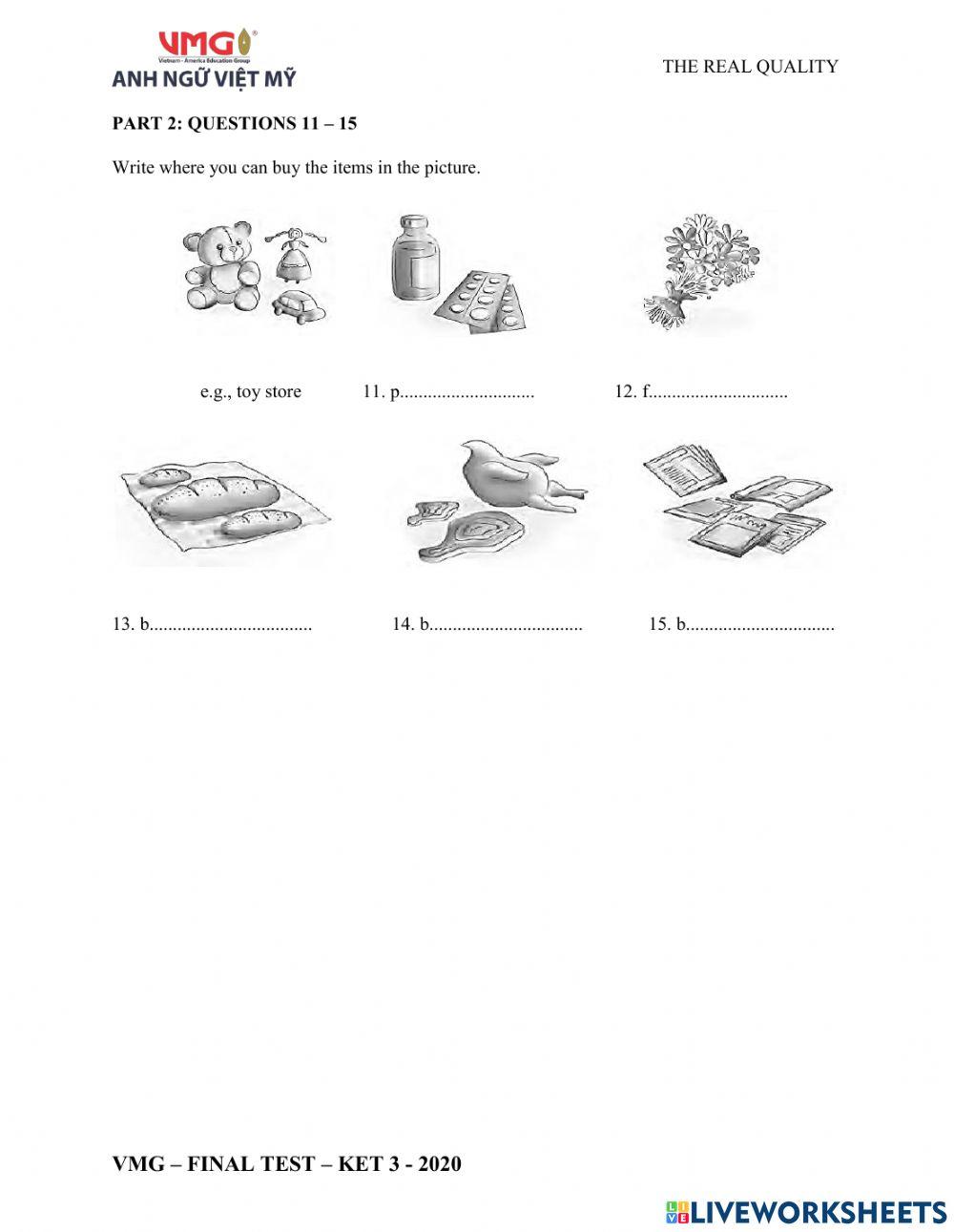 Ket 3 - final test - writing