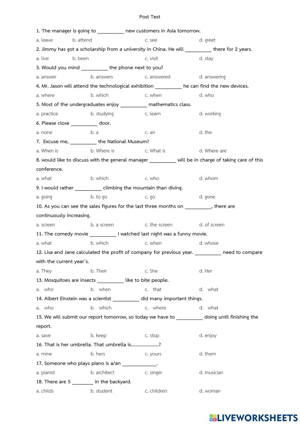 Post Test Interactive Activity For 6 Live Worksheets post-test-interactive-activity-for-6-live-worksheets