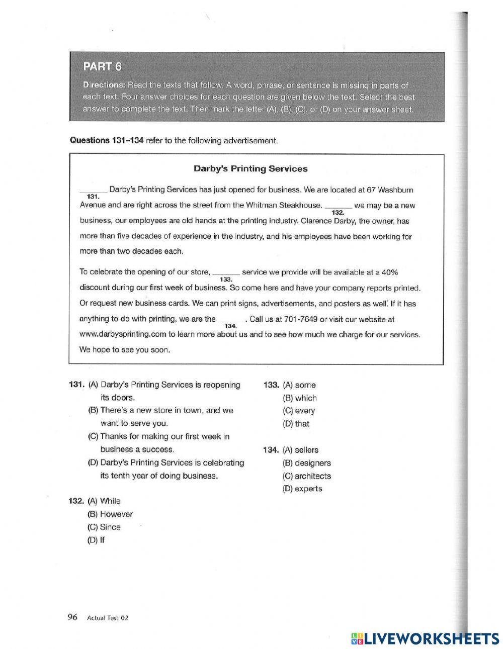 New TOEIC 700 - Test 2 Part 6