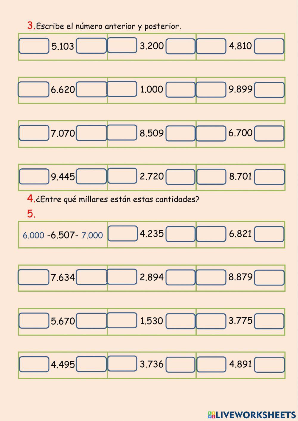 Numeración - Los número hasta el 9.999