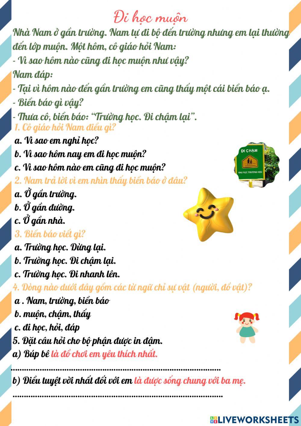 Đọc hiểu Đi học muộn