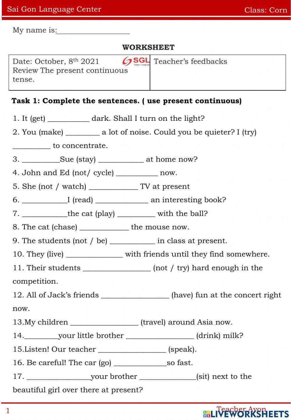 Worksheet Corn