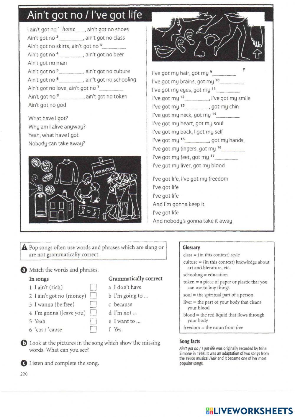 Song worksheets