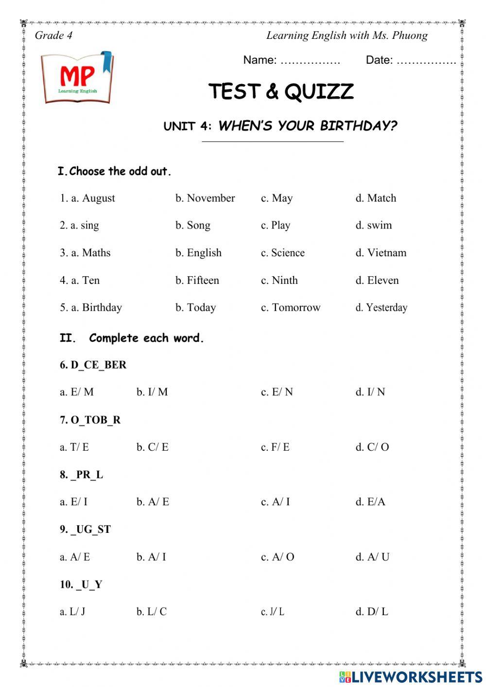 English 4 interactive activity | Live Worksheets