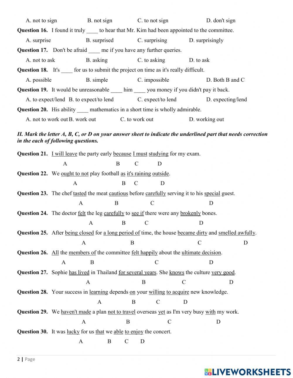 Revision for the first - mid term test ( n02) – grade 11