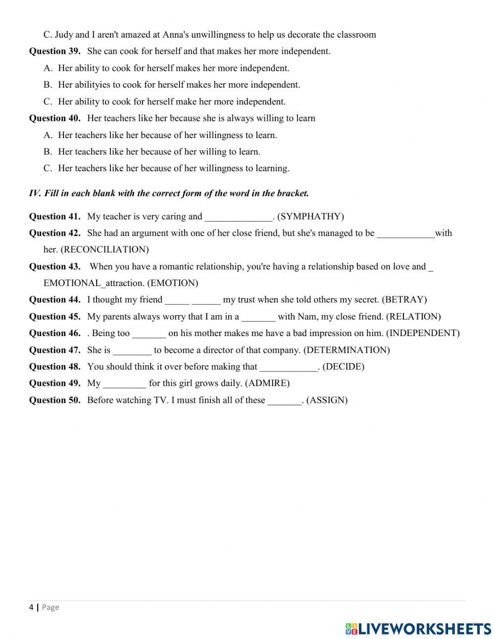 Revision for the first - mid term test ( n02) – grade 11