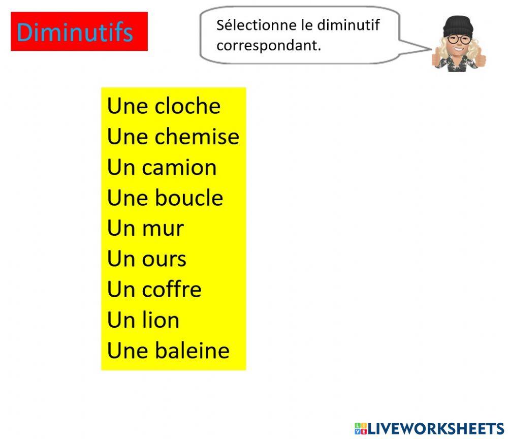 Lexique diminutifs teacher geraldine6