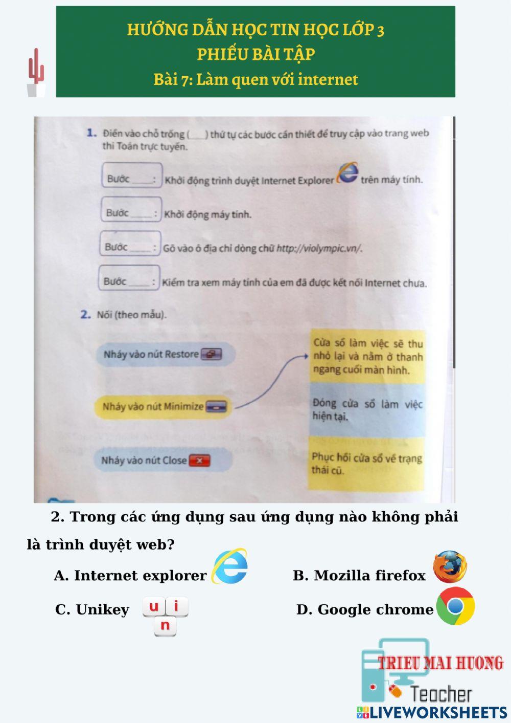 Bài 7: Làm quen với Internet