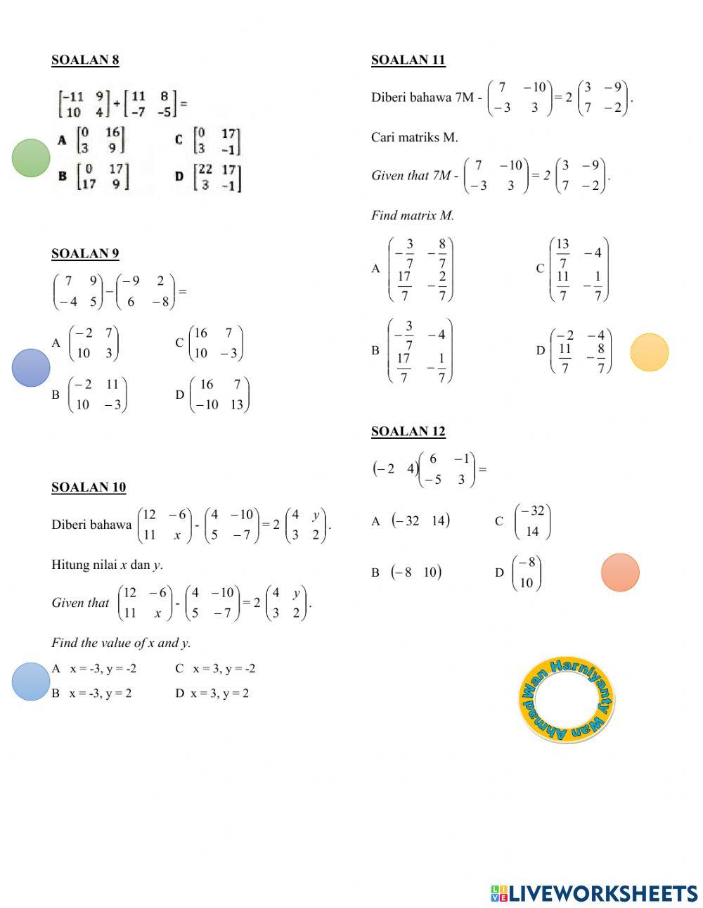 Bab 2 matriks (objektif)
