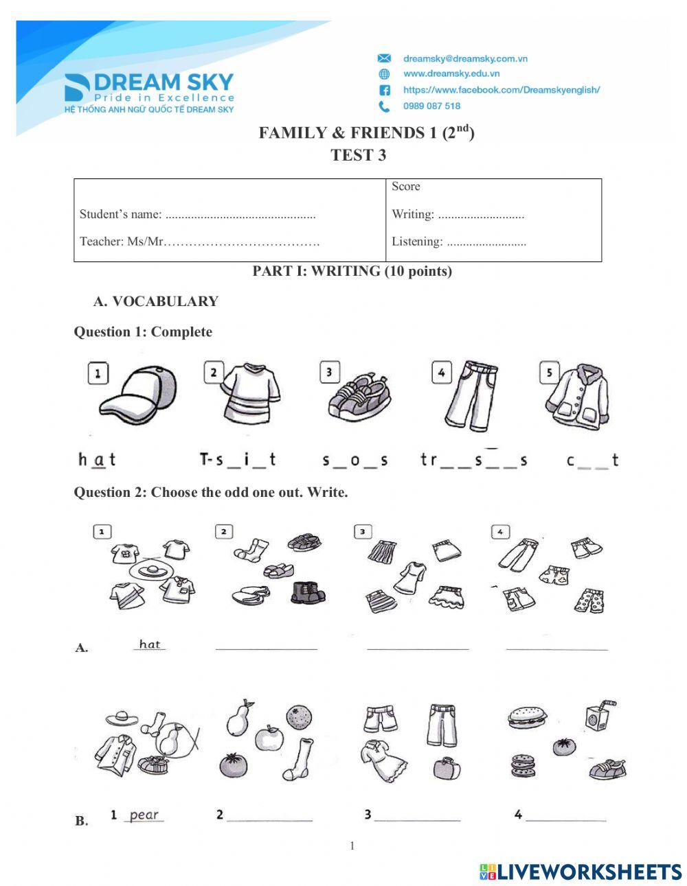 DS - Fa1 - Test 3 Writing