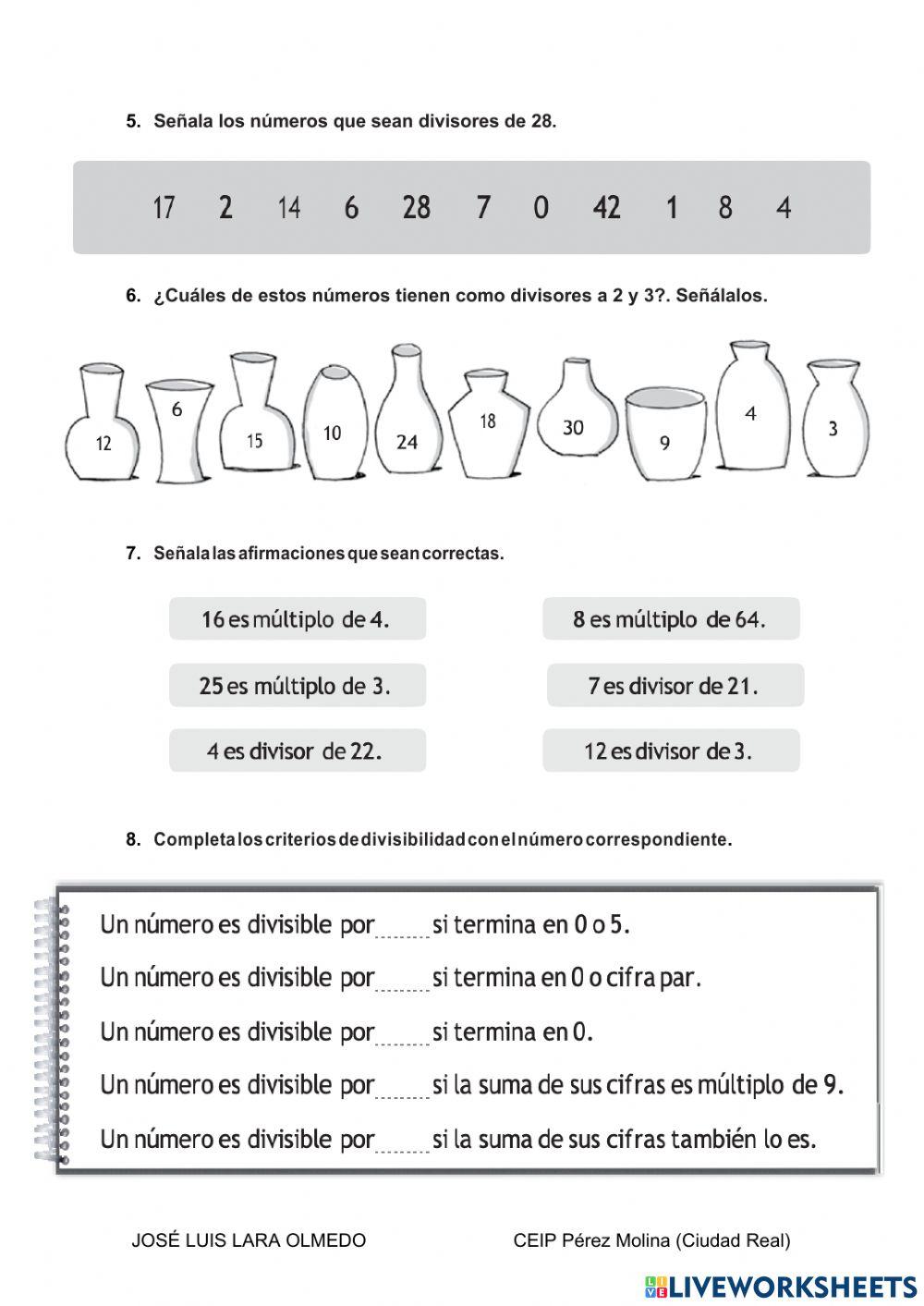 Múltiplos y Divisores