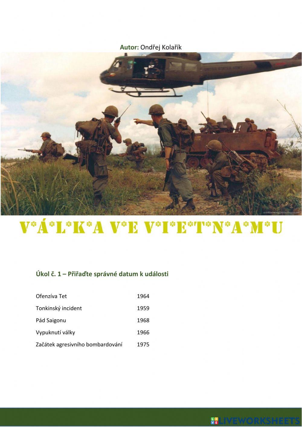 Pracovní list - Vietnamská válka