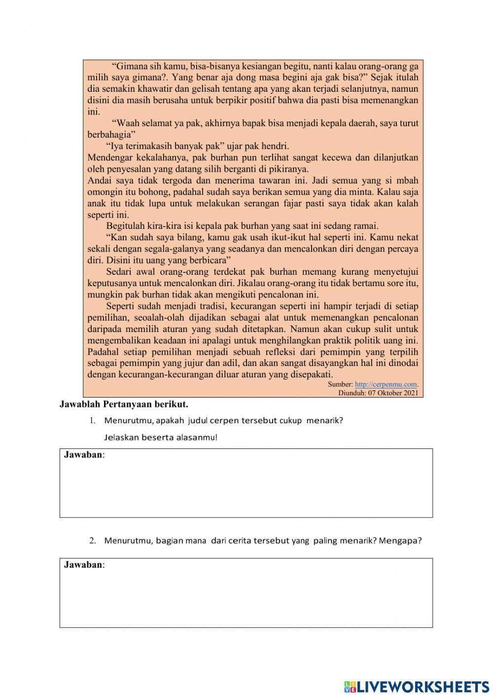 Lkpd unsur pembangun cerpen