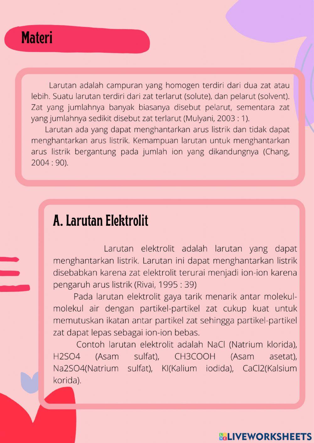 Larutan Elektrolit dan Non Elektrolit