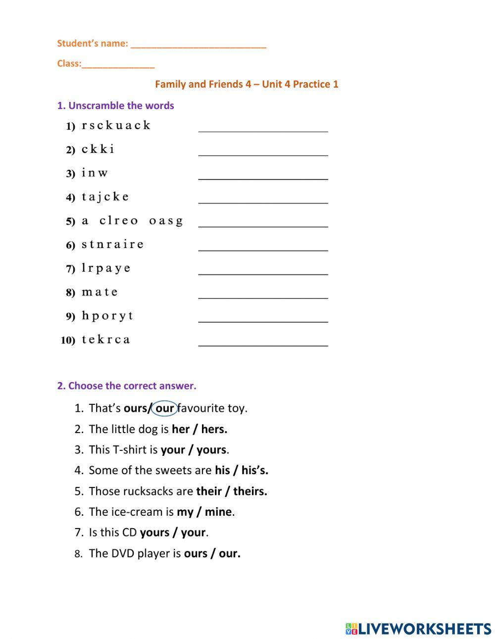 FF4 Unit 4 Practice 1