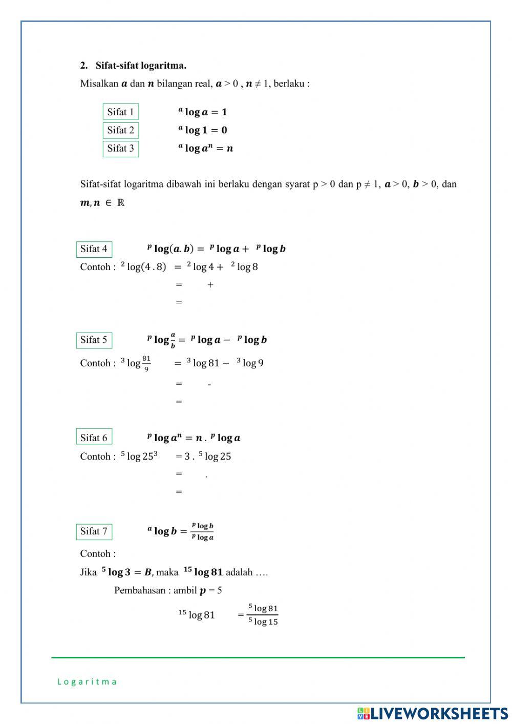 Konsep Dasar Logaritma