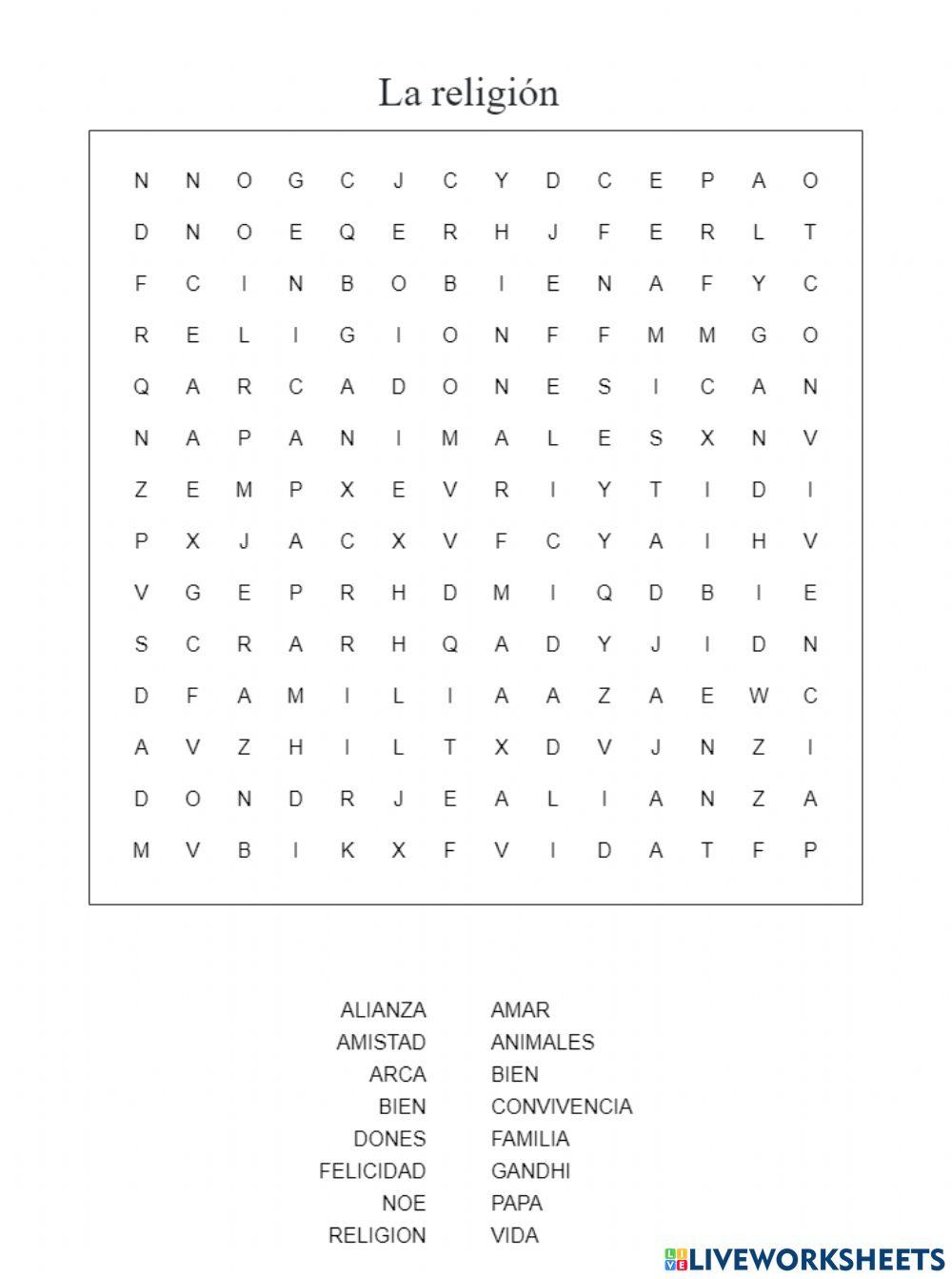 Sopa letras religion