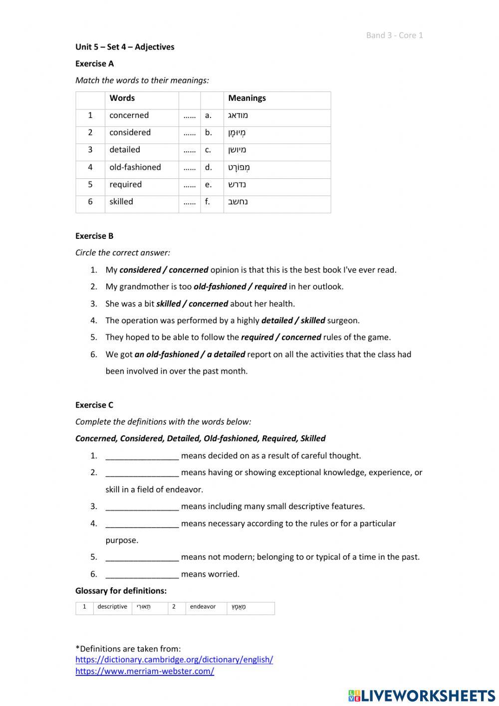 Band 3 (Core 1) - Unit 5 - Set 4