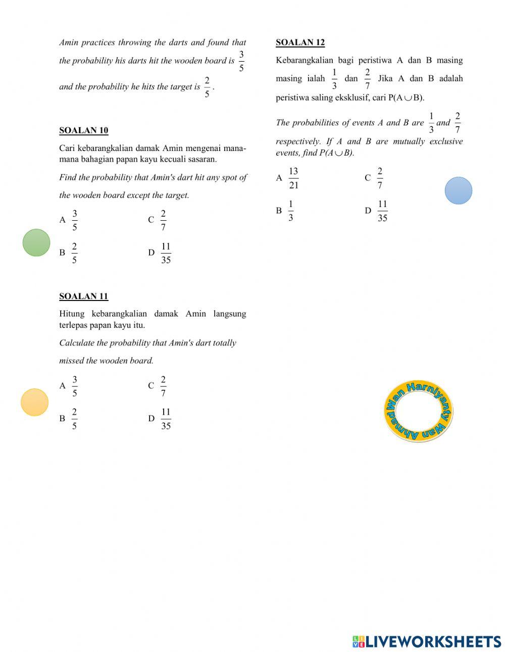 Bab 9 kebarangkalian peristiwa bergabung(objektif)