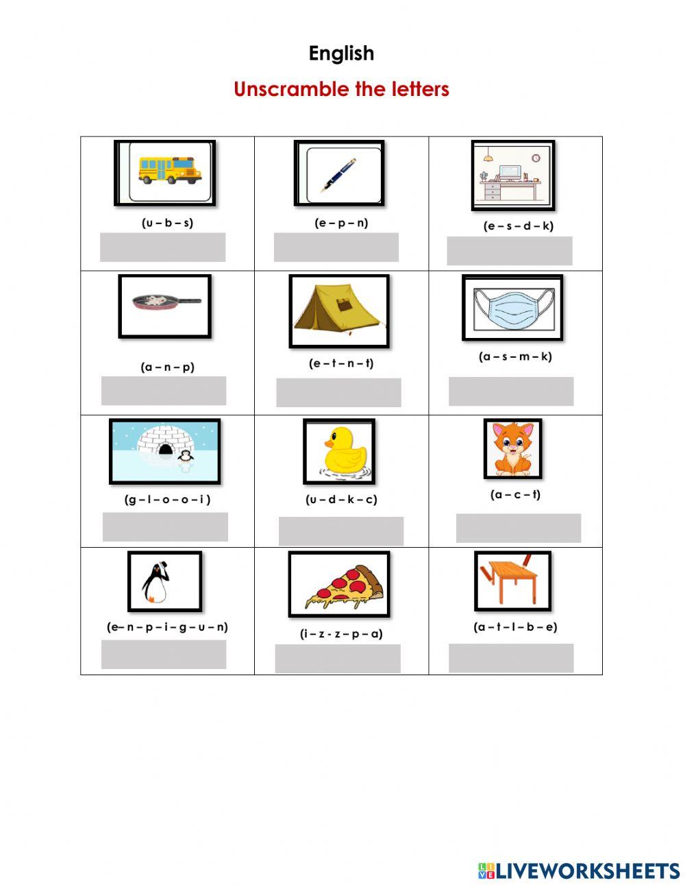 Unscramble the letters - ph1