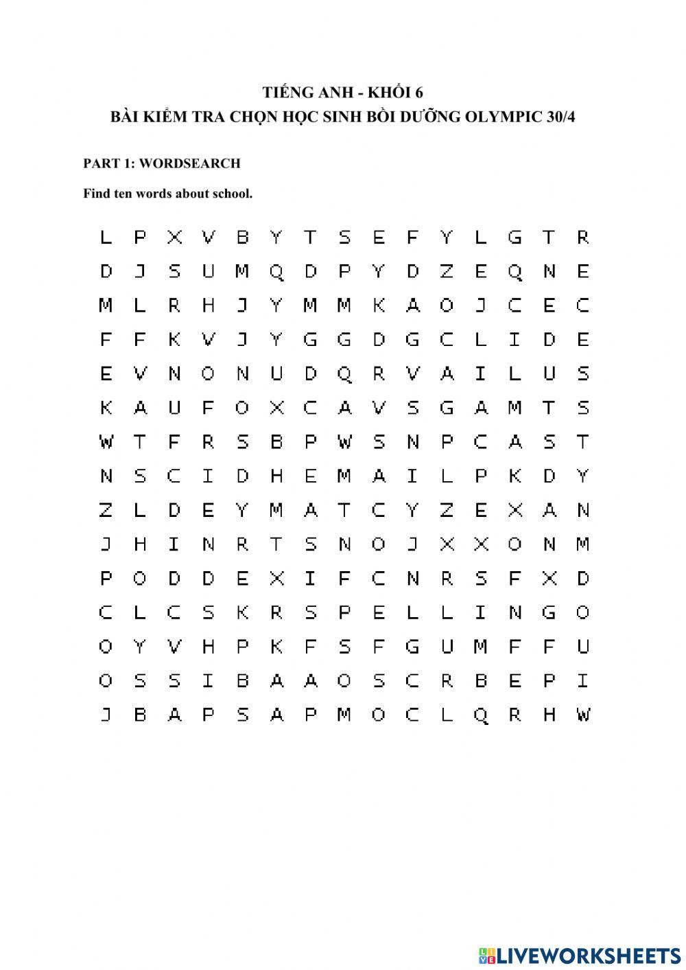 Test for gifted students - Grade 6