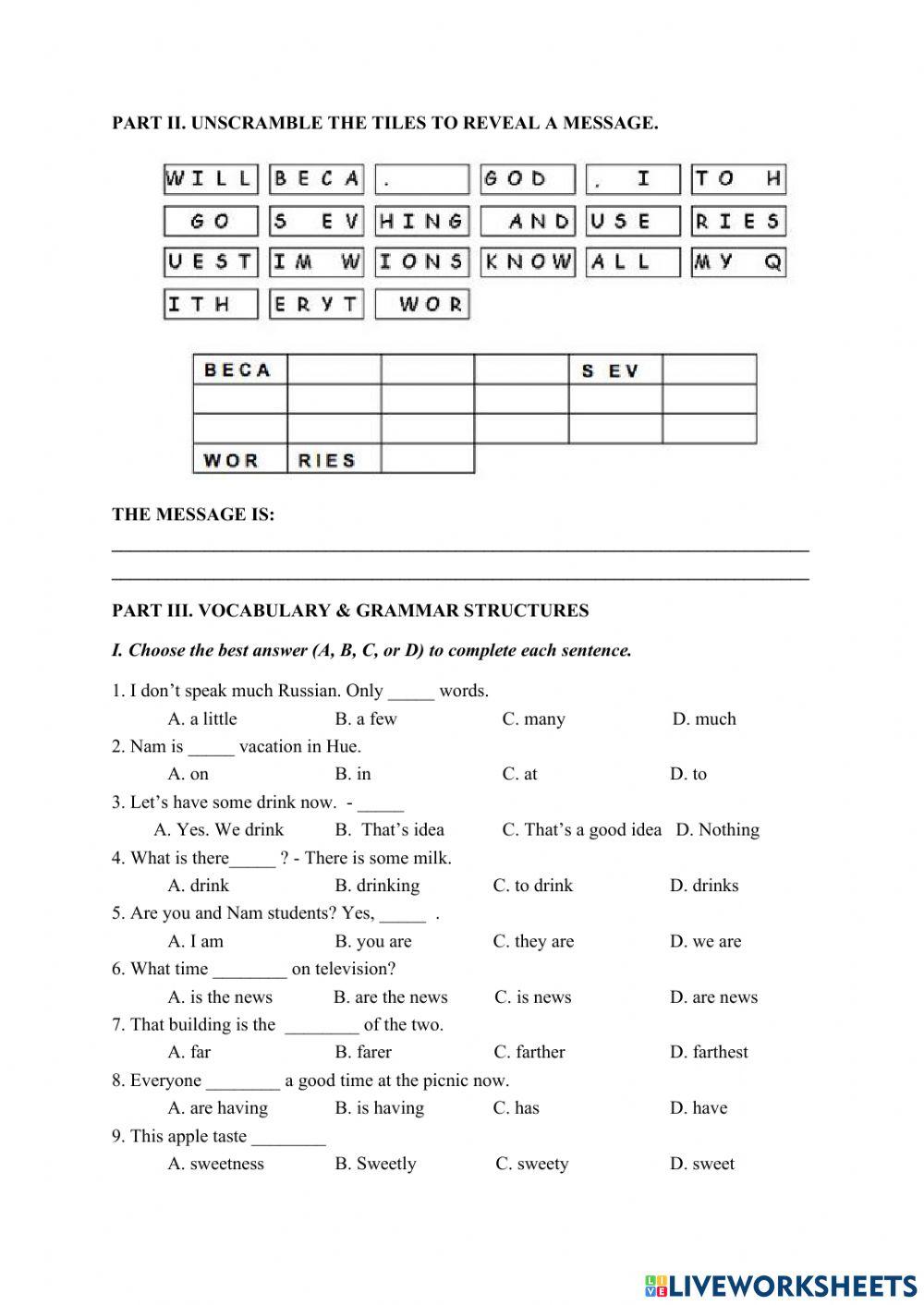 Test for gifted students - Grade 6