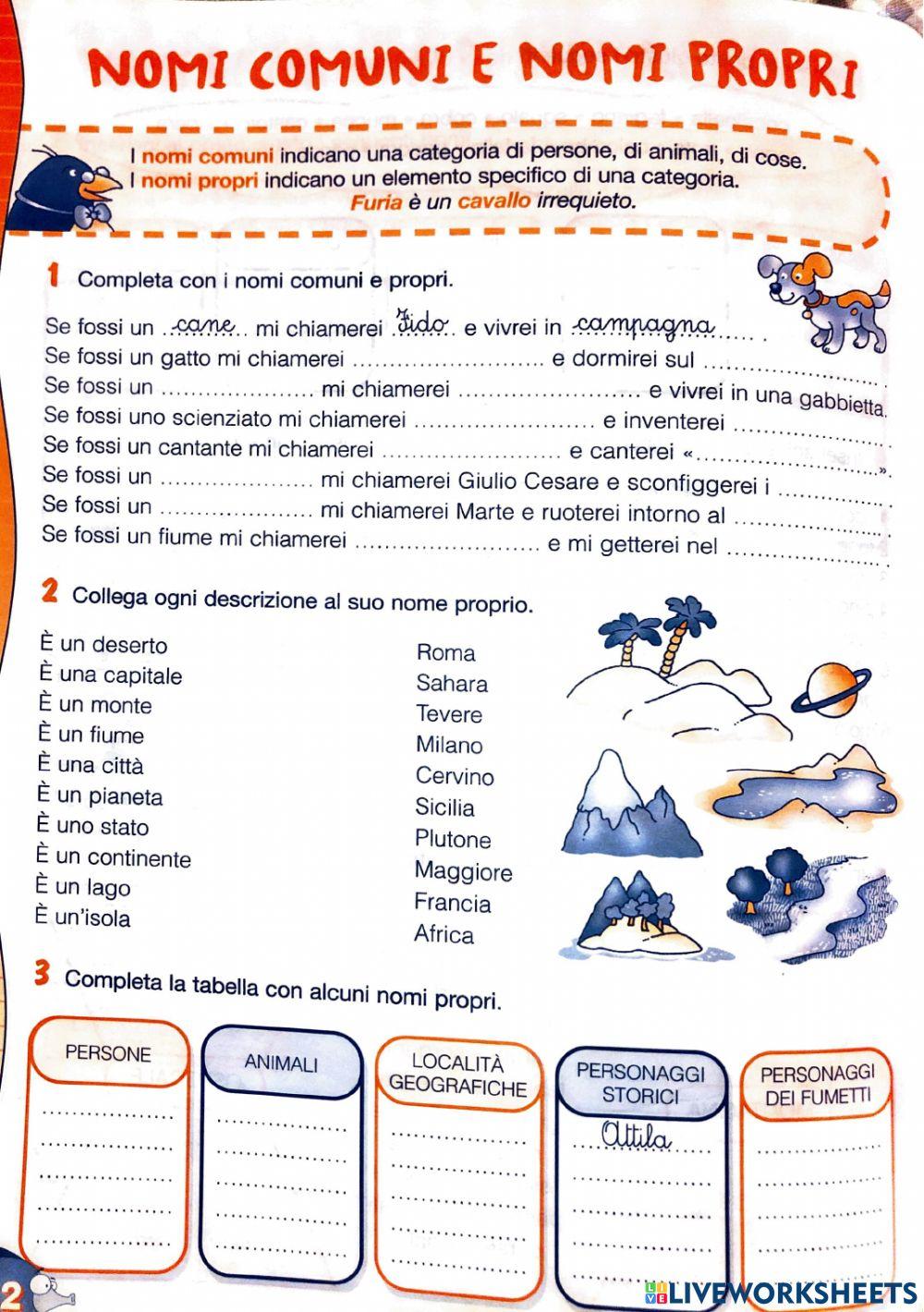 Suono Sc - nomi comuni e propri - tipi di frase