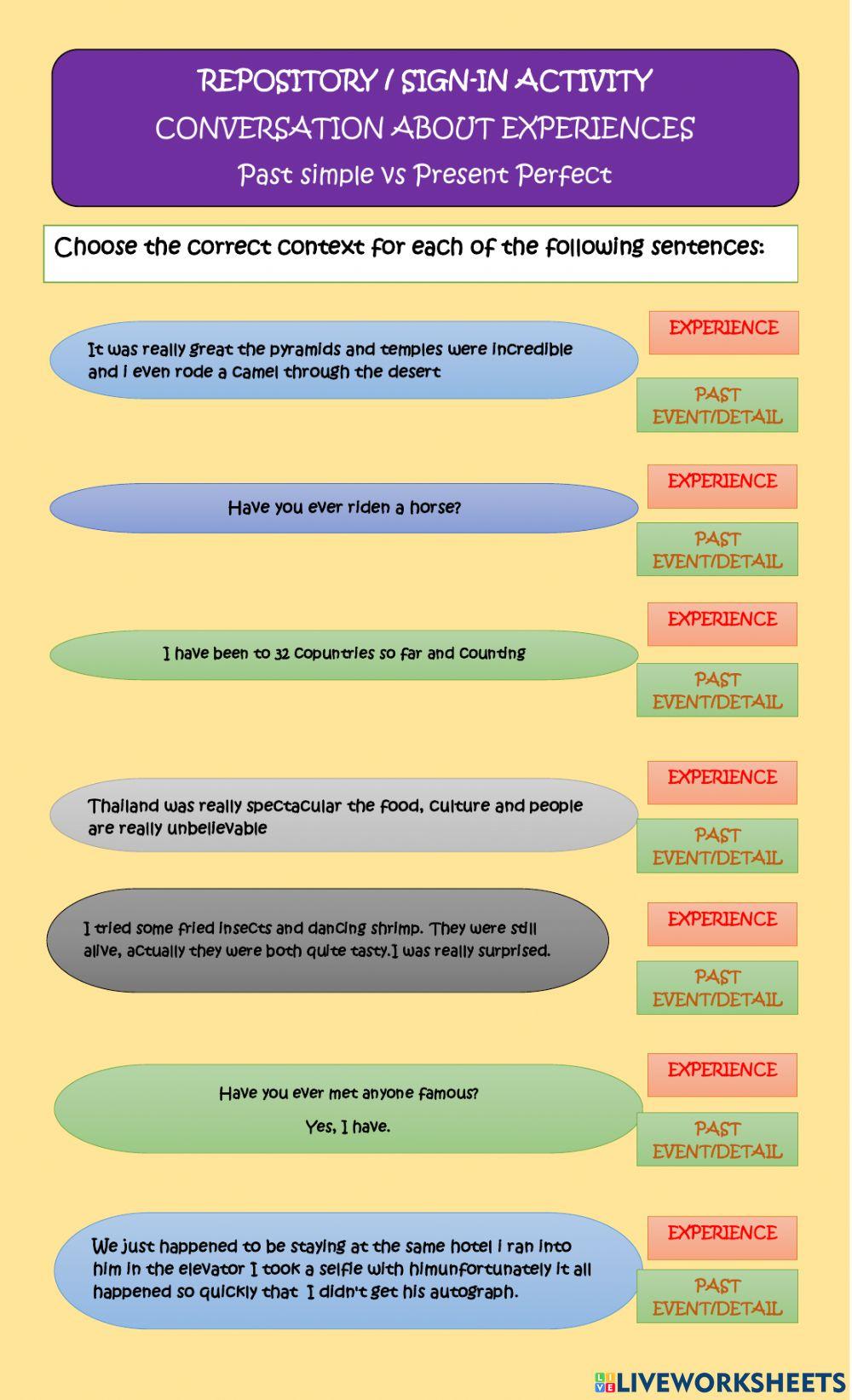 Experince or Past event