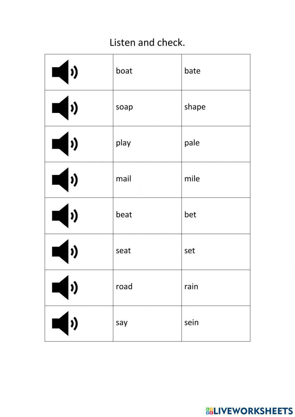 Diphthongs - vowels (oa,ai,ay,ea)
