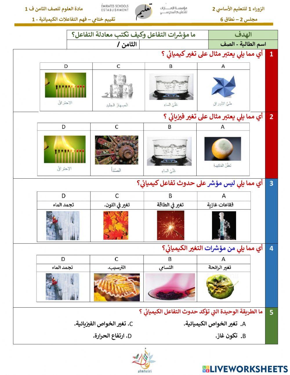 فهم التفاعلات الكيميائية 1