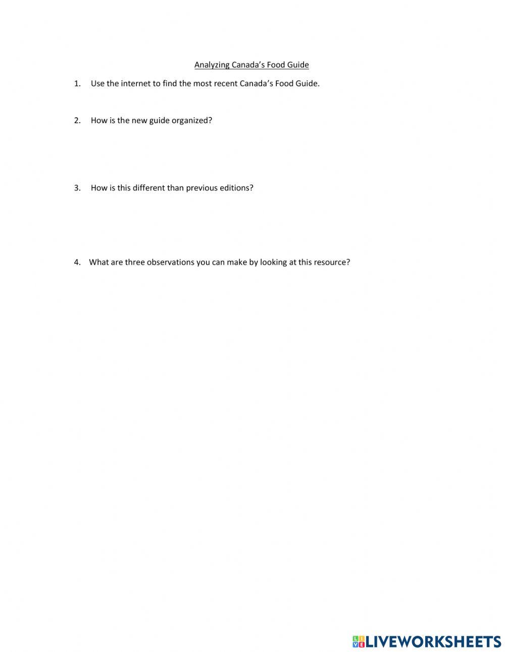 Analyzing Canada's Food Guide