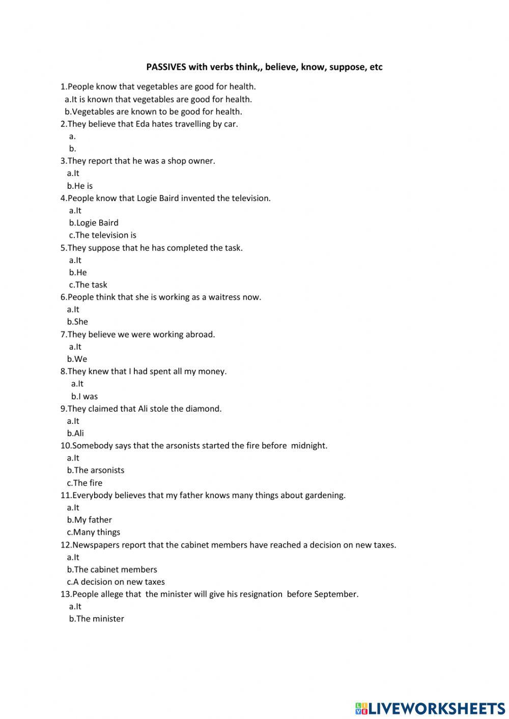 Passives with some verbs