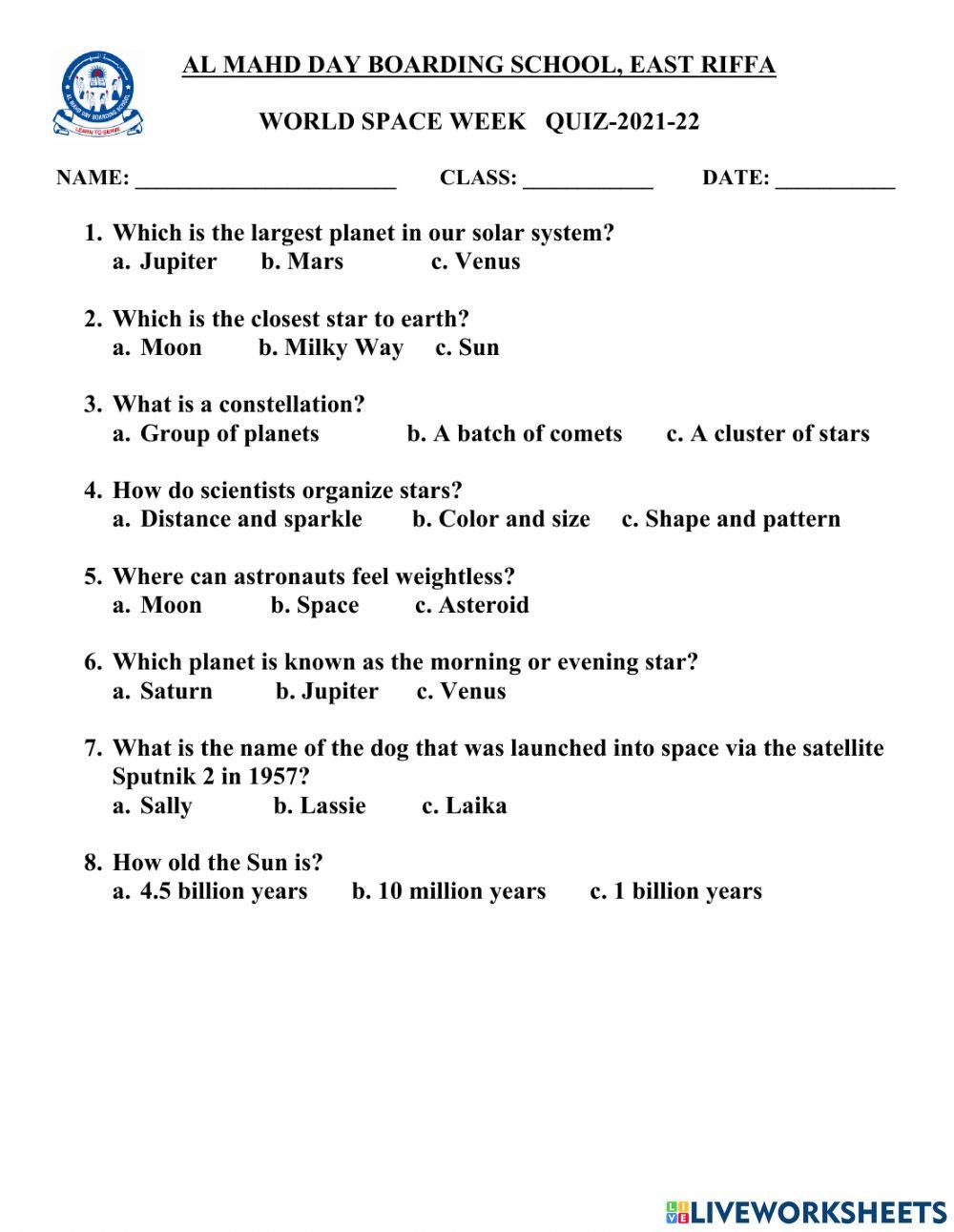 Space quiz Space quiz