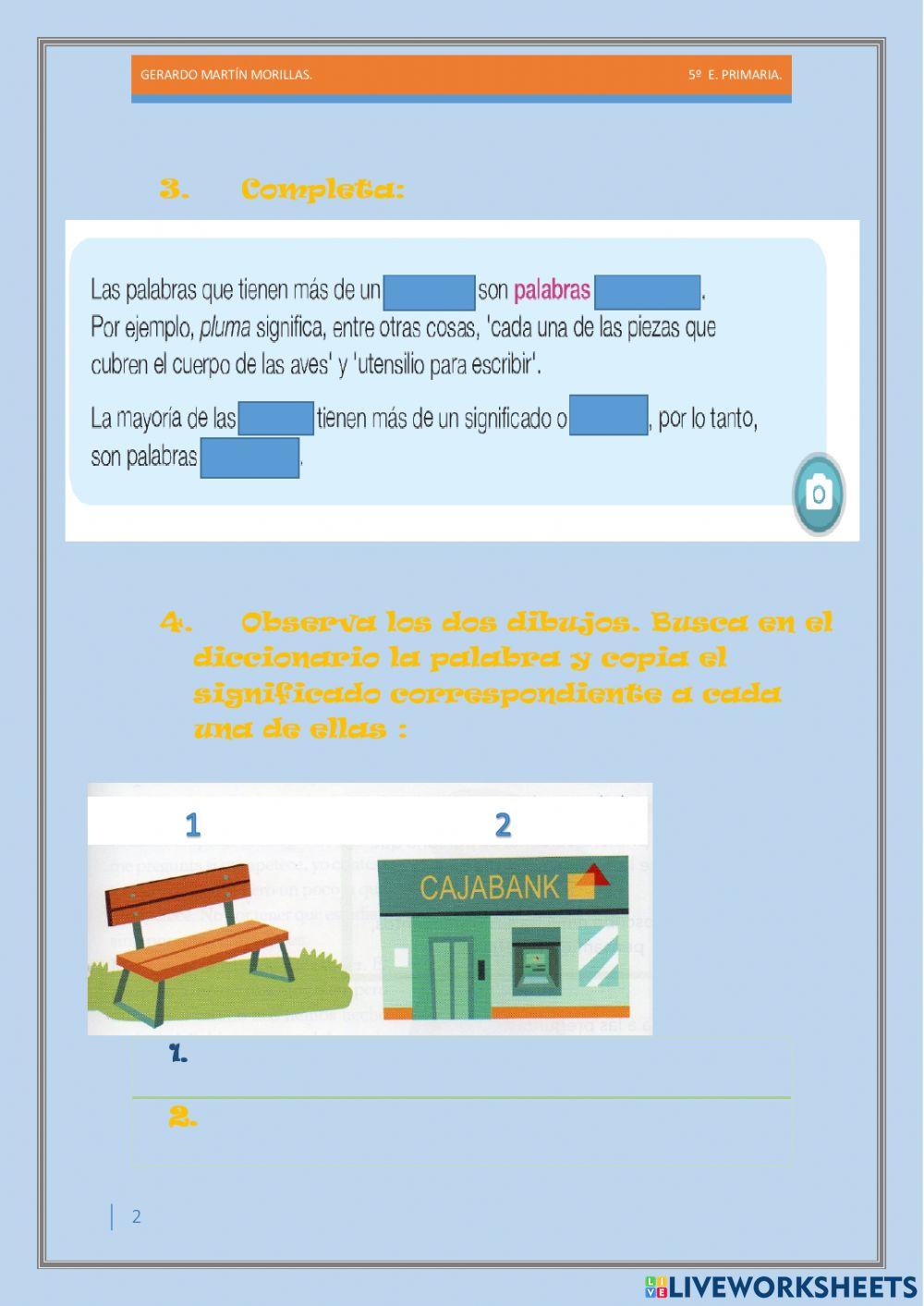 Taller de vocabulario. Ficha 2.