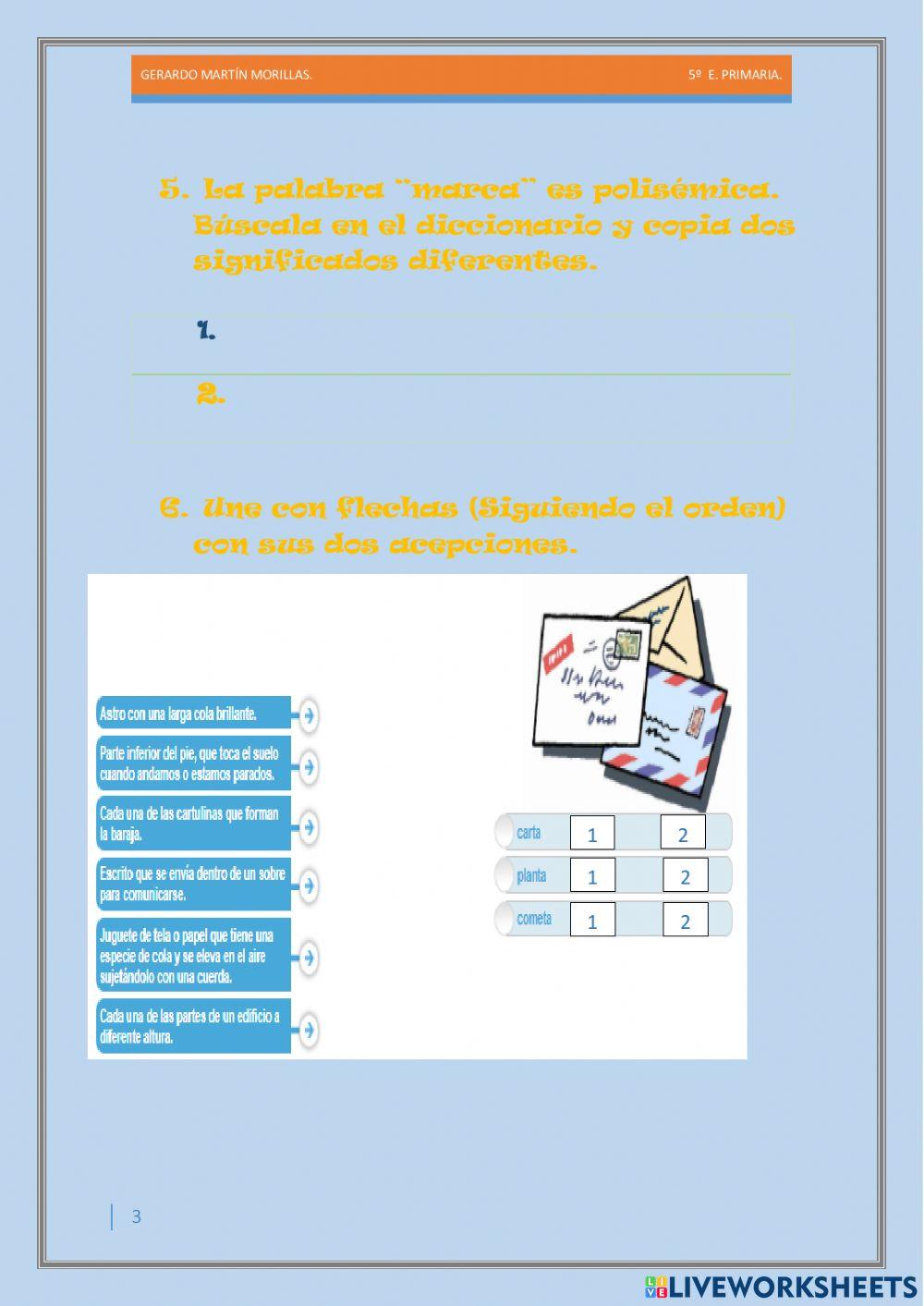 Taller de vocabulario. Ficha 2.
