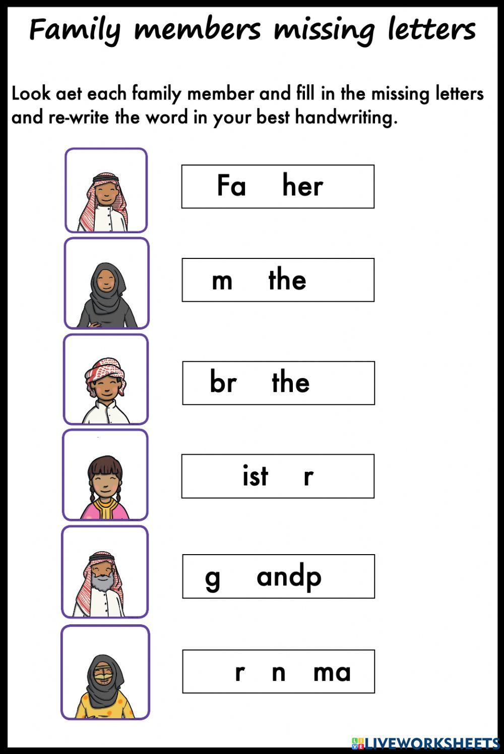 family members missing letters